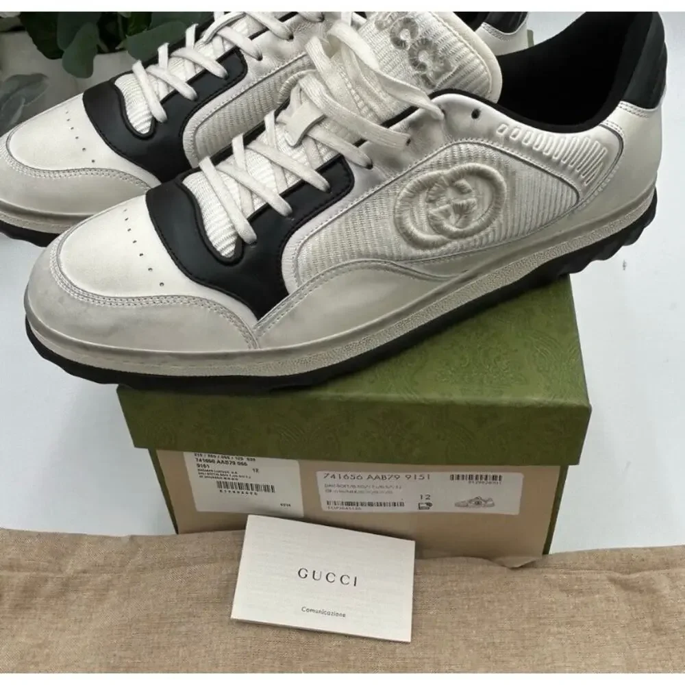 Men's Gucci Mac 80 distressed leather sneakers size 12 made in Italy